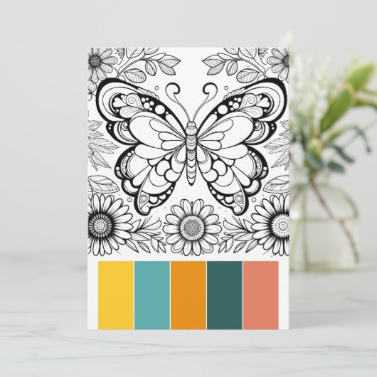 クリエイティブアートセラピーカードバタフライカラーリング 招待状 (スタンド正面)