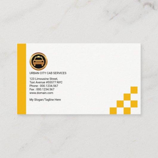 クリエイティブイすごいエローカーサイドビュー表示タクシー 名刺 (裏面)