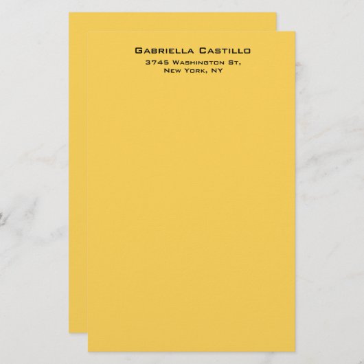 クリエイティブイエローカラープレーンエレガントシンプル 便箋 (正面/裏面)
