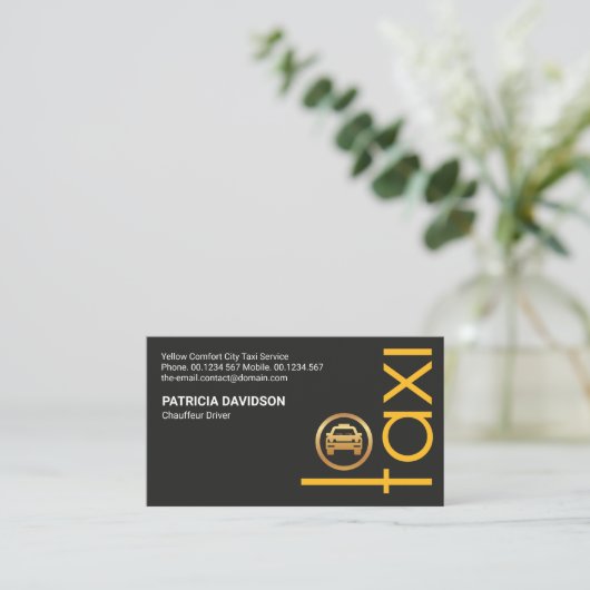 クリエイティブイエロータクシーサイネージライド共有ドライバー 名刺 (スタンド正面)