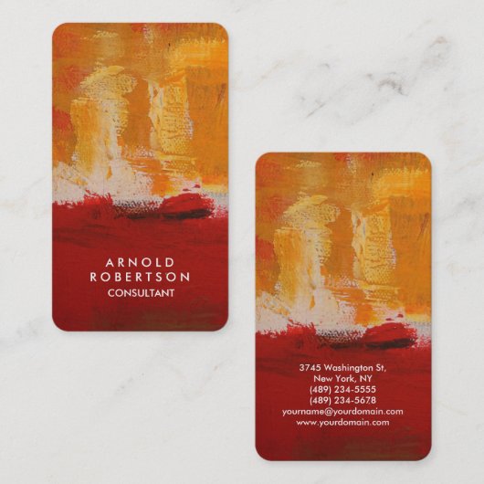 クリエイティブイエローダークブラウン赤抽象芸術アート 名刺 (正面/裏面)