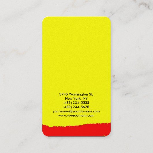 クリエイティブイエローレッド抽象芸術アート 名刺 (裏面)