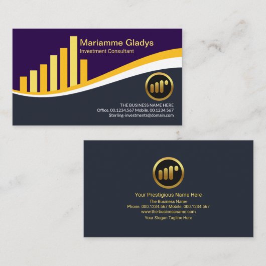クリエイティブイエロー共有グラフ波財務顧問 名刺 (正面/裏面)