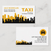 クリエイティブイエロー建物シルエットタクシー 名刺 (正面/裏面)