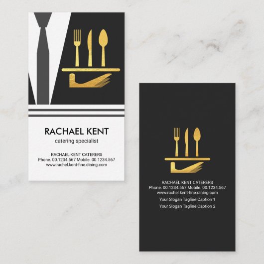 クリエイティブウェイタースーツエプロン提供プレート刃物 名刺 (正面/裏面)