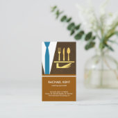 クリエイティブウェイタータキシードエプロンプレート刃物 名刺 (スタンド正面)