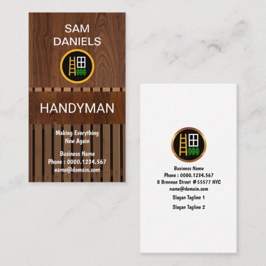 クリエイティブウッドグレインパネルハンドイマン 名刺 (正面/裏面)