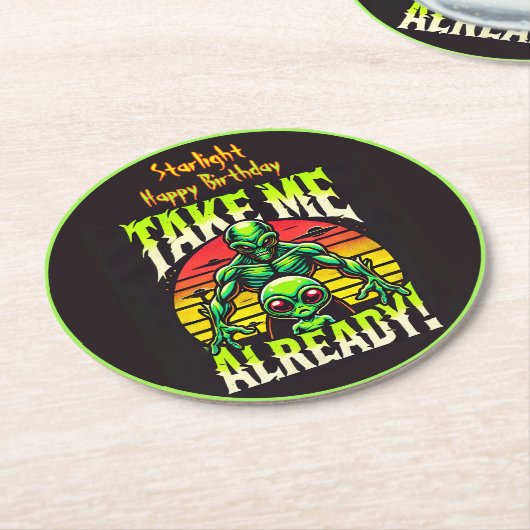 クリエイティブエイリアンア表現ートの望み連絡 ラウンドペーパーコースター (アングル)