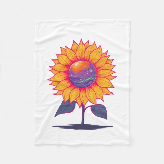 クリエイティブエネルギー開花白色 フリースブランケット (正面)