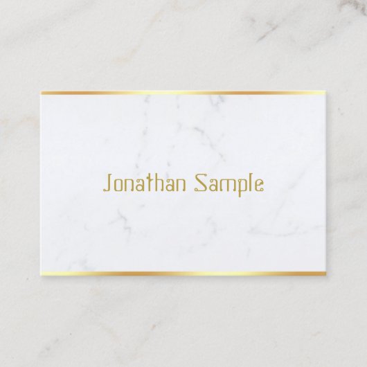 クリエイティブカスタムホワモダンイトマーブル金ゴールド文字 名刺 (正面)