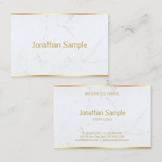 クリエイティブカスタムホワモダンイトマーブル金ゴールド文字 名刺 (正面/裏面)