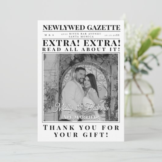 クリエイティブカスタムミニマル新聞写真結婚の 招待状 (スタンド正面)