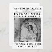 クリエイティブカスタムミニマル新聞写真結婚の 招待状 (正面/裏面)