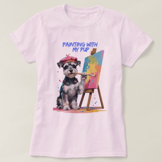 クリエイティブカップ – ザ芸術的ミニチュアシュナウザー Tシャツ (デザイン正面)