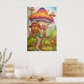 クリエイティブカラフルお洒落マッシュルーム ポスター (キッチン)