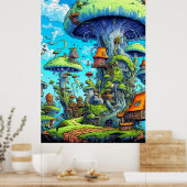 クリエイティブカラフルサイケデリックマッシュルームアート ポスター (キッチン)