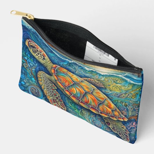 クリエイティブカラフルスイミングカメイラストレーション アクセサリーポーチ (見開き)