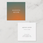 クリエイティブカラフルティール（緑がかった色）オレンジ色グラデーションオムブレ スクエア名刺 (正面/裏面)