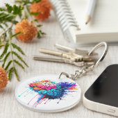 クリエイティブカラフルブレインスプラッシュアートワーク キーホルダー (正面右)