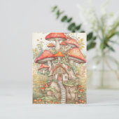 クリエイティブカラフルマッシュルームヴィレッジイラストレーション ポストカード (スタンド正面)