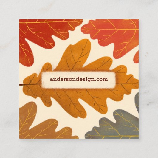 クリエイティブカラフル秋オークリーフ名刺 スクエア名刺 (裏面)