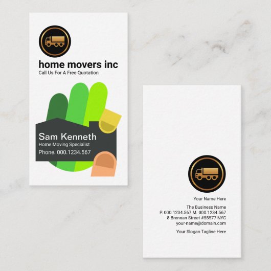 クリエイティブカラフルOKハンドジェスチャホーム移動 名刺 (正面/裏面)