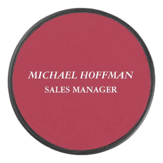 クリエイティブカーマインレッドミニマリストクラシカル斜体 アイスホッケーパック (正面)