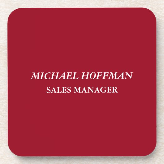 クリエイティブカーマインレッドミニマリストクラシカル斜体 コースター (正面)