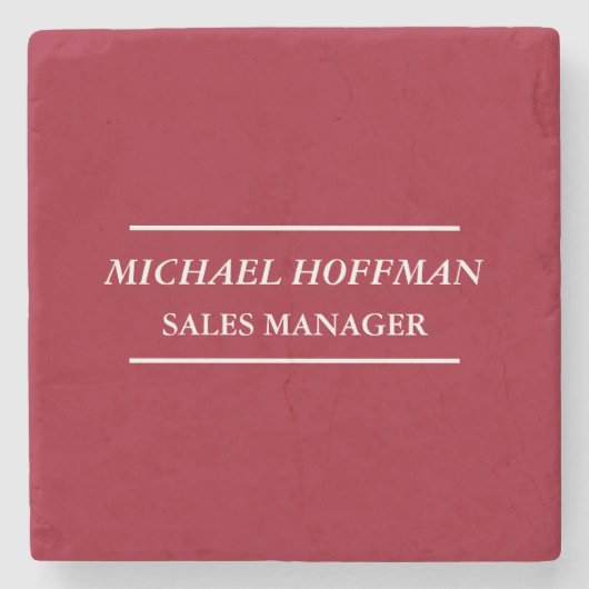 クリエイティブカーマインレッドミニマリストクラシカル斜体 ストーンコースター (正面)