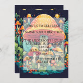 クリエイティブキノコイラストレーション誕生日パーティー 招待状 (正面/裏面)