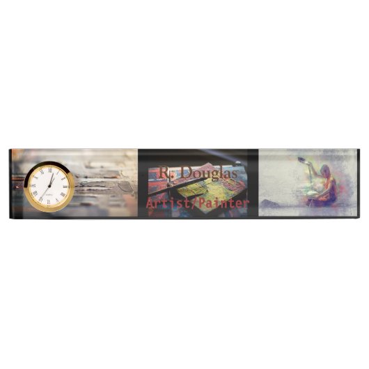 クリエイティブキャンバスのアートワークプロフェッショナル用アクリル デスクネームプレート (正面)