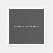 クリエイティブクラシカルトレンディーダークグレー&ホワイト スタンダードカクテルナプキン (正面)