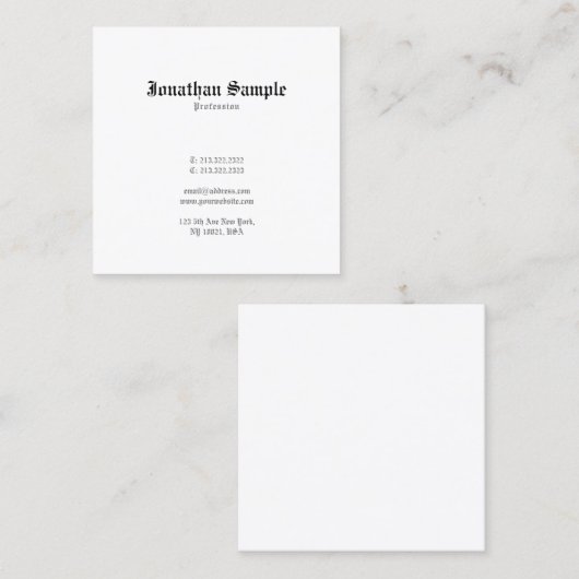 クリエイティブクラシックデザインオールド英語フォント スクエア名刺 (正面/裏面)