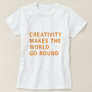 クリエイティブクリエイティビティ引用文オレンジタイポグラフィ Tシャツ