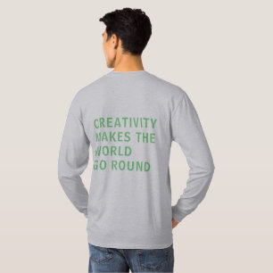 クリエイティブクリエイティビティ引用文グリーンタイポグラフィ Tシャツ
