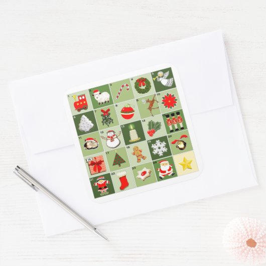 クリエイティブクリスマスのカウントダウン スクエアシール (封筒)