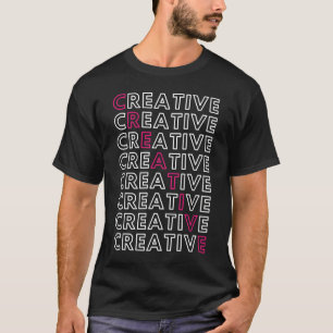 クリエイティブクロスワードボックス(ピンクと白の文字) Tシャツ
