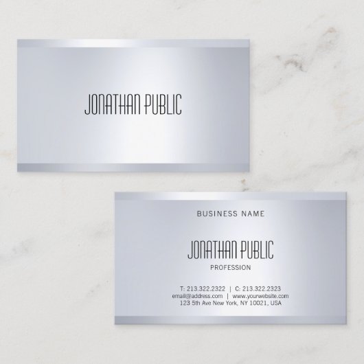 クリエイティブグラマーシルバールッエレガントプ平モダン野 名刺 (正面/裏面)