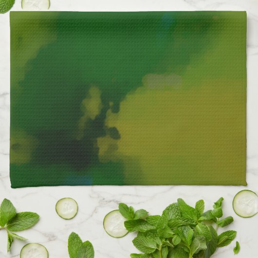 クリエイティブグリーンイエロー抽象芸術 キッチンタオル (折り畳み)