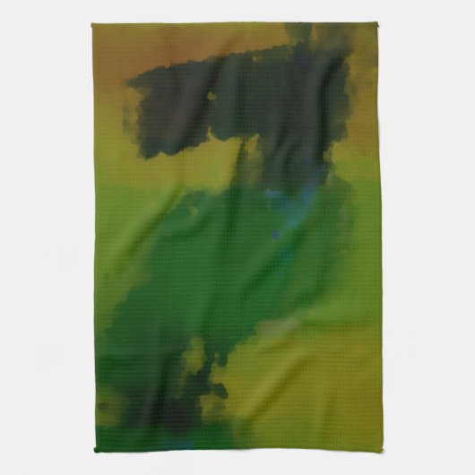 クリエイティブグリーンイエロー抽象芸術 キッチンタオル (縦)