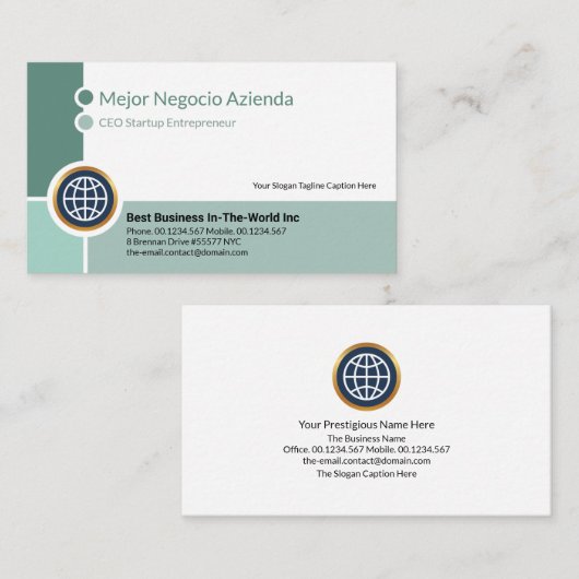 クリエイティブグリーンシェーズコーナー縁どメジョルネゴシオ 名刺 (正面/裏面)