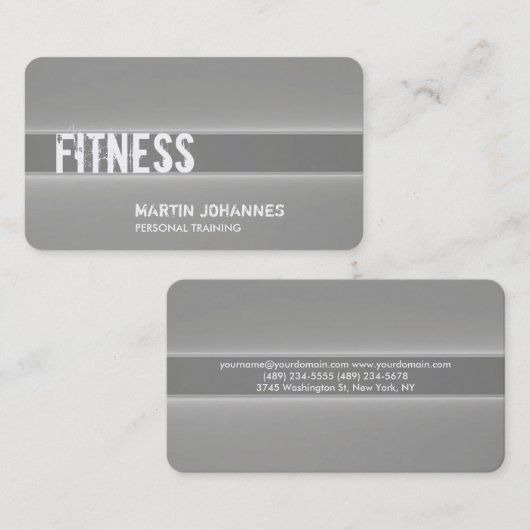 クリエイティブグレイパーソナルトレーナースポーツ 名刺 (正面/裏面)