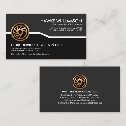 クリエイティブグレーの黒いレイヤ企業の 名刺 (正面/裏面)