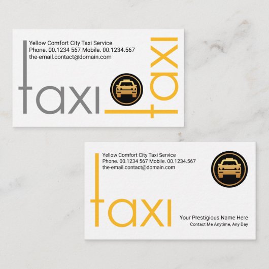 クリエイティブグレーイエロータクシーフレームライド共有ドライバ 名刺 (正面/裏面)