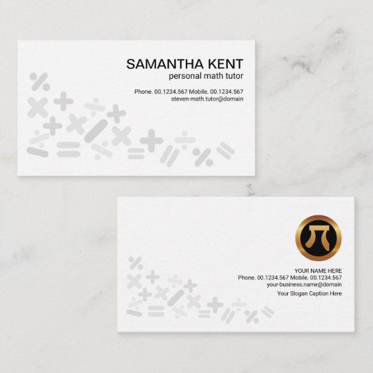 クリエイティブグレー数学シンボルMotif簿記 名刺 (正面/裏面)