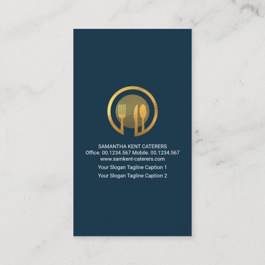 クリエイティブケータータキシードが提供する金ゴールド刃物 名刺 (裏面)