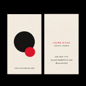 クリエイティブコンテンポラリー黒と赤の円の幾何学的 名刺