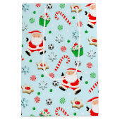 クリエイティブサッカークリスマスホリデー ミディアムペーパーバッグ (裏面)