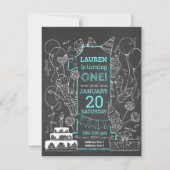 クリエイティブシャルボードドードルアート誕生日招待状 招待状 (正面)