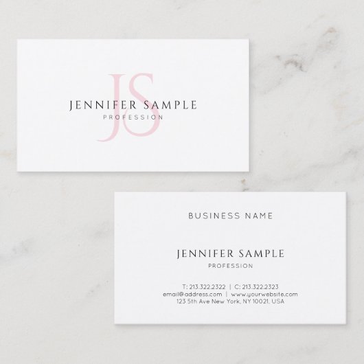 クリエイティブシンプルテンプレートピンクモノグラムモダンシック 名刺 (正面/裏面)